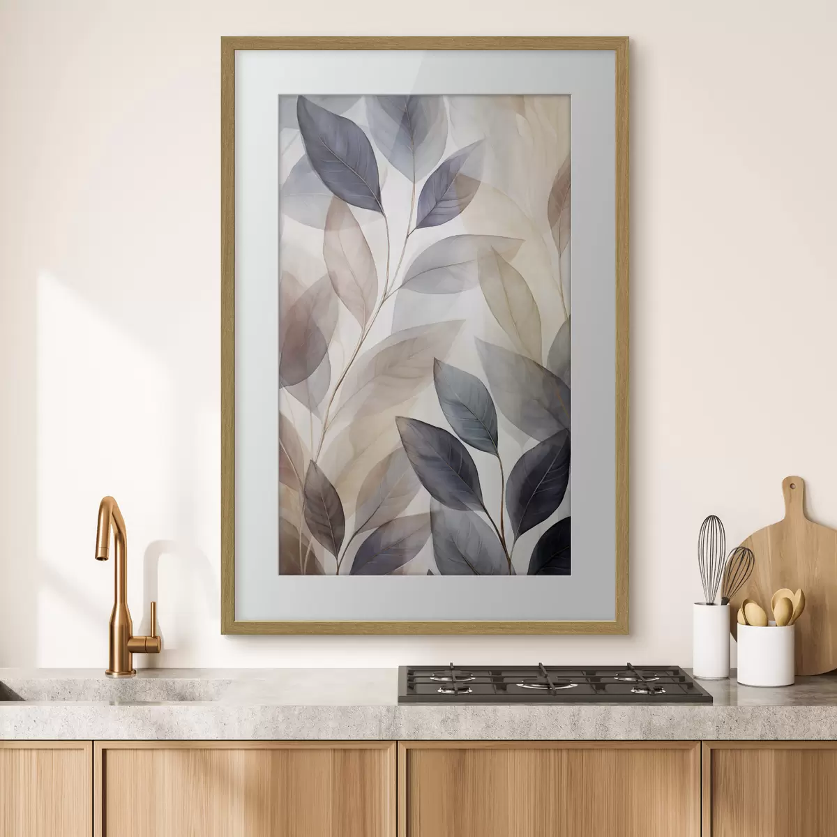 Poster Silhouettes abstraites de branches avec du feuillage f50667
