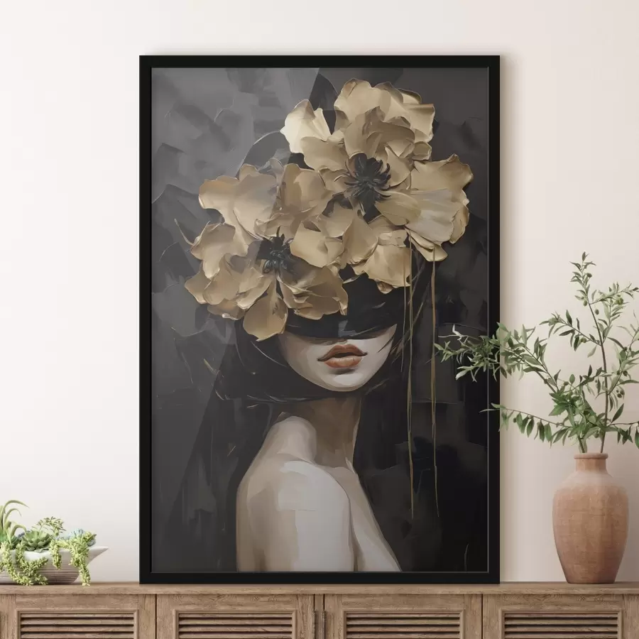 Papier peint Une jeune fille avec des fleurs dans les cheveux f50670