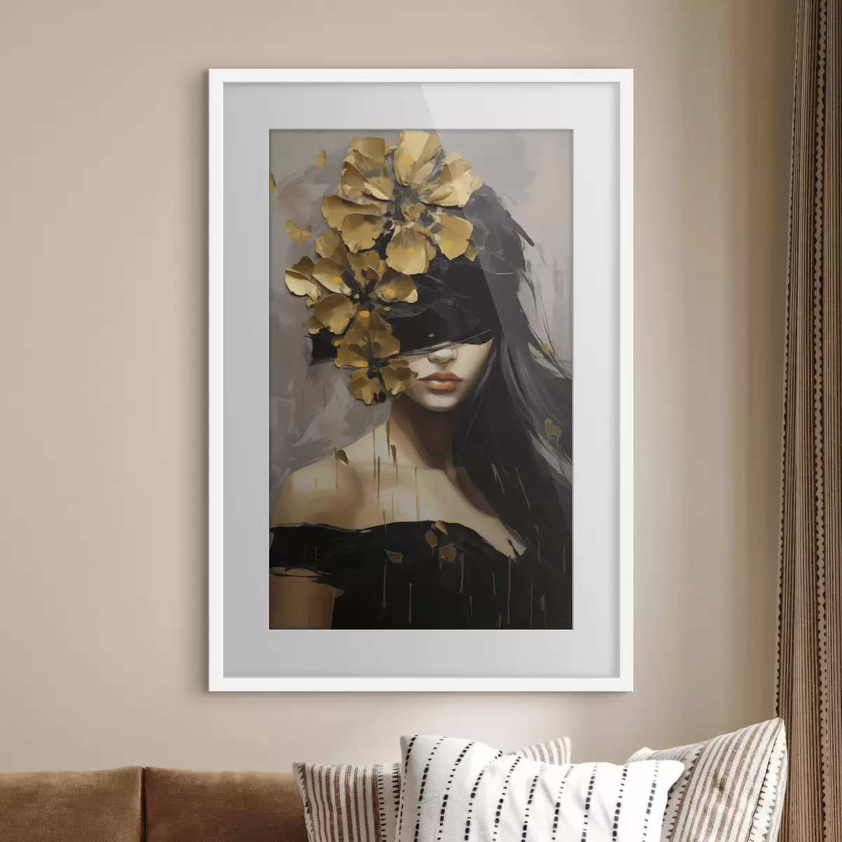 Poster Fille abstraite avec des fleurs dans les cheveux f50671