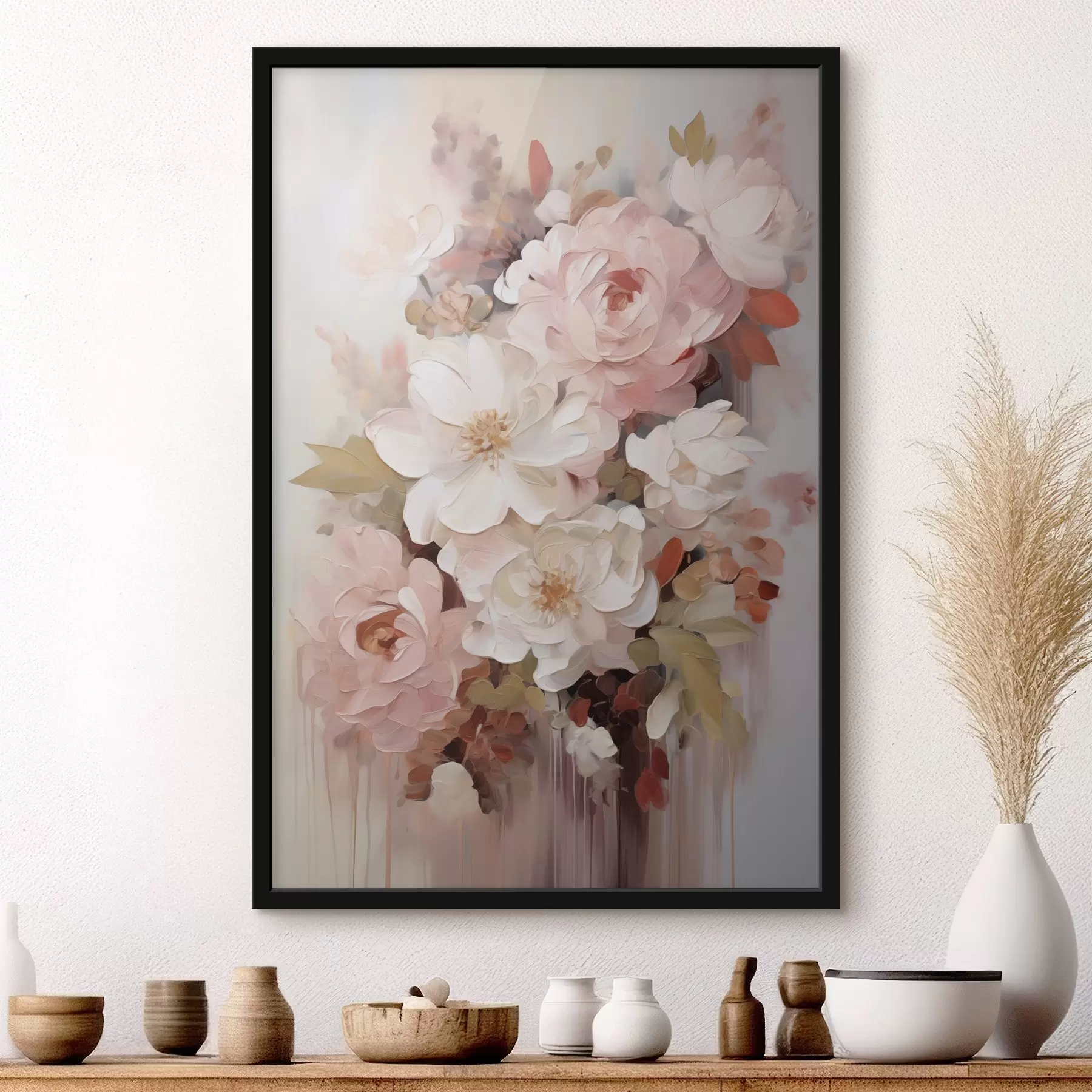 Papier peint Fleurs abstraites, imitation de peinture f50676