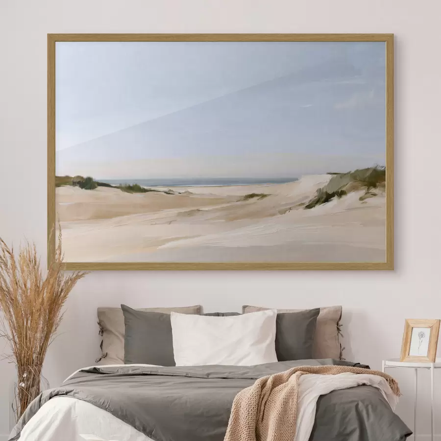 Papier peint Des herbes de plage au bord de la mer, baignées d'une lumière chaude f50576