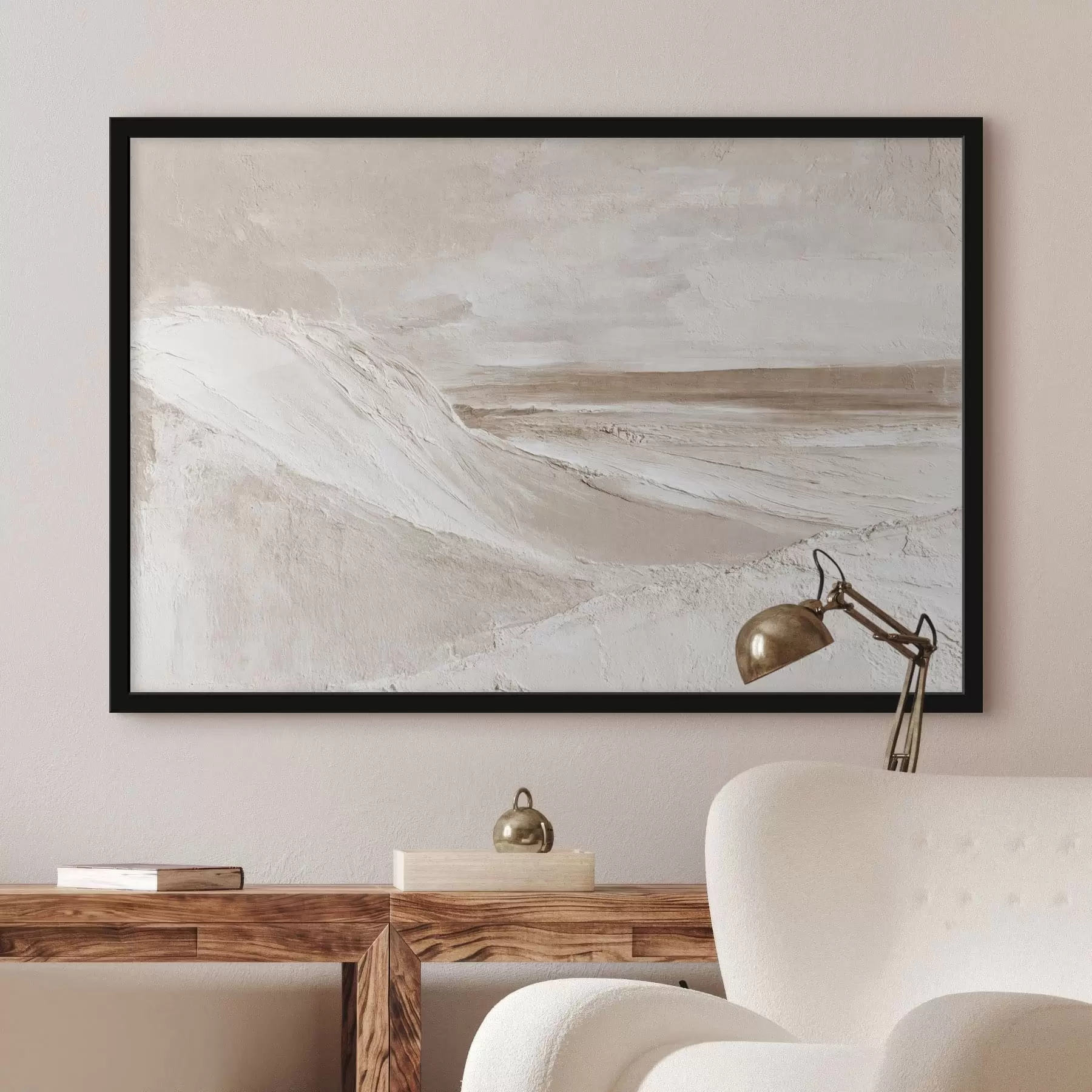 Papier peint Paysage abstrait texturé dans des tons beige pâle f50577