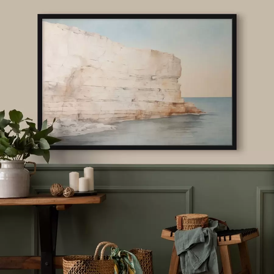 Papier peint Une falaise côtière pâle surplombant une mer calme f50587
