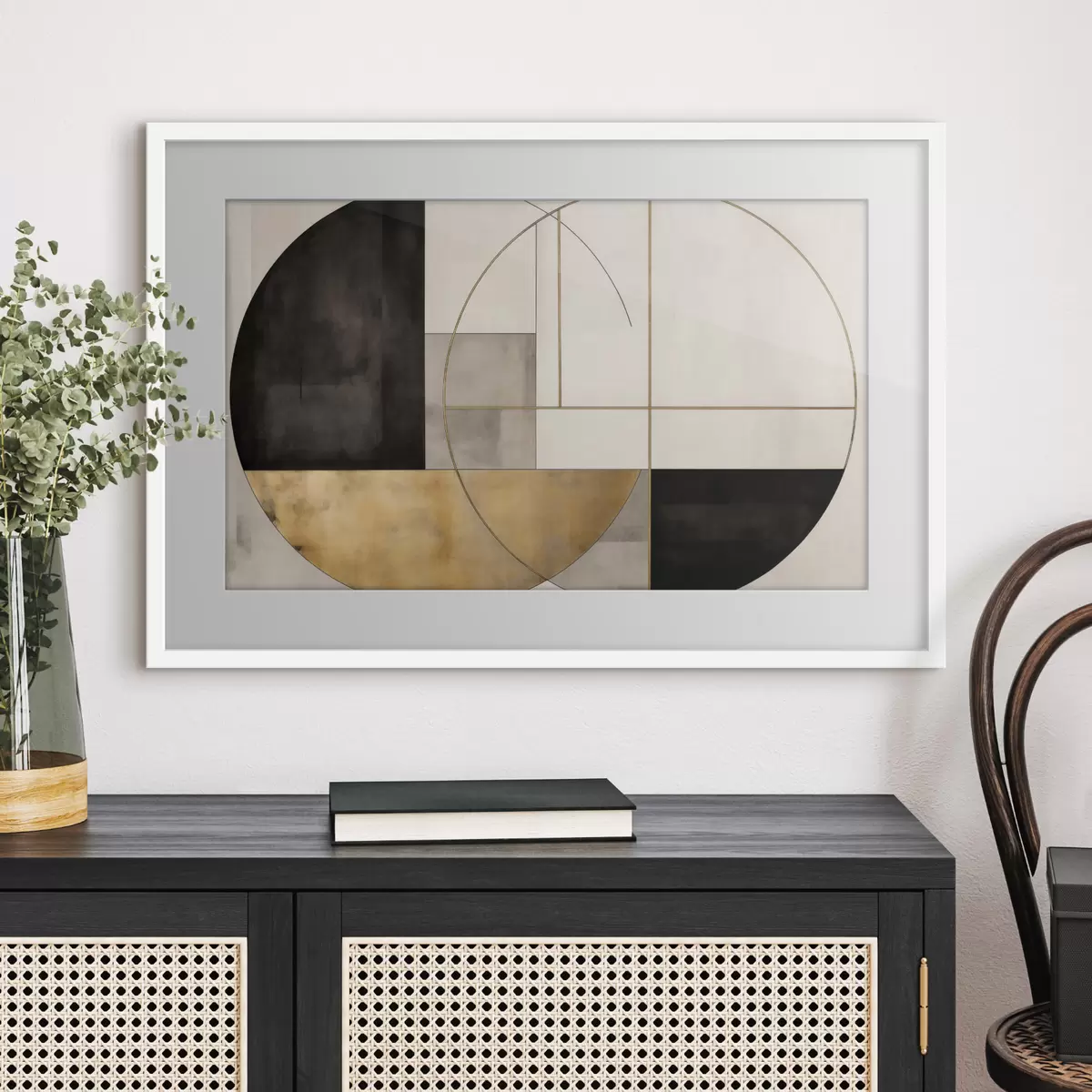 Poster Cercles et rectangles géométriques dans des tons neutres f50595