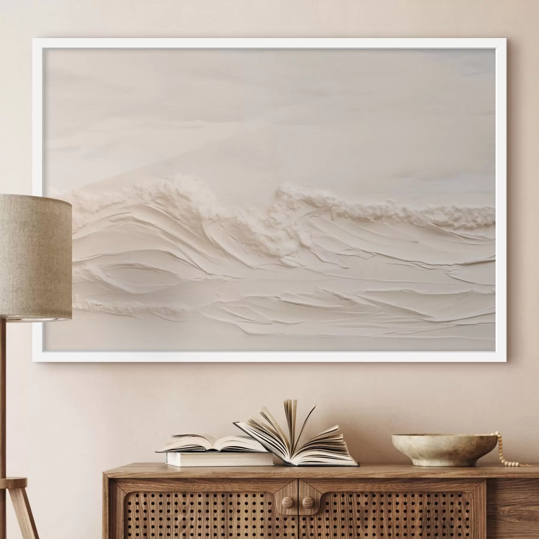 Papier peint Vagues texturées dans des tons crème pâle f50596
