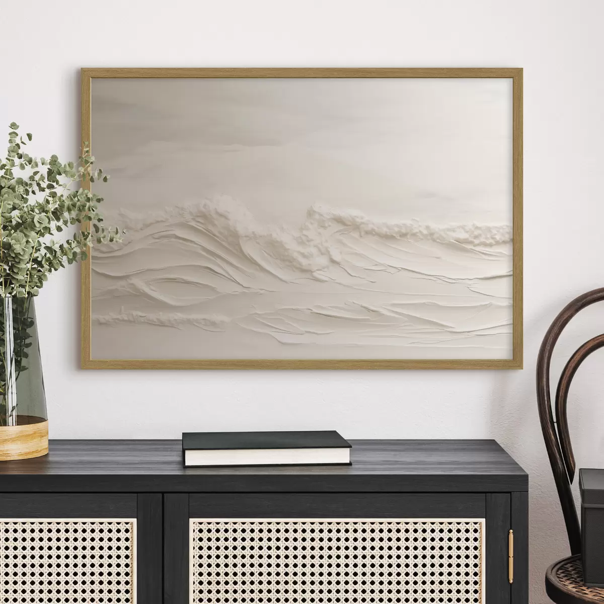 Poster Vagues texturées dans des tons crème pâle f50596