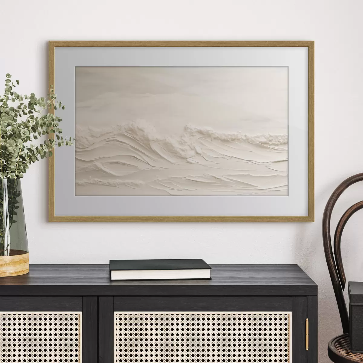Poster Vagues texturées dans des tons crème pâle f50596