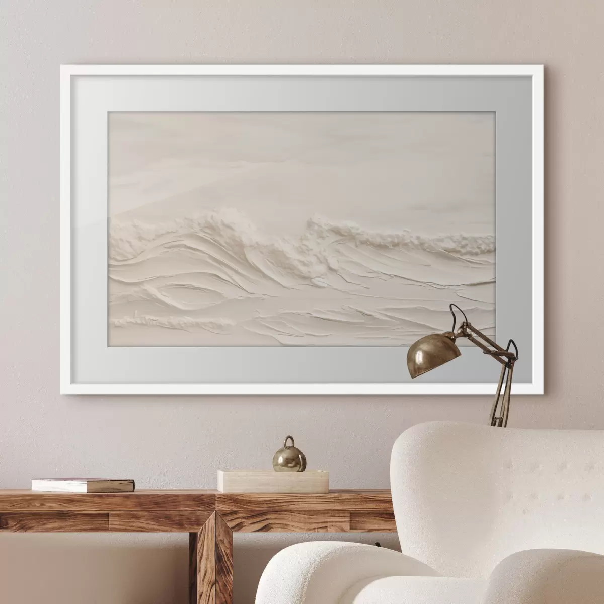 Poster Vagues texturées dans des tons crème pâle f50596