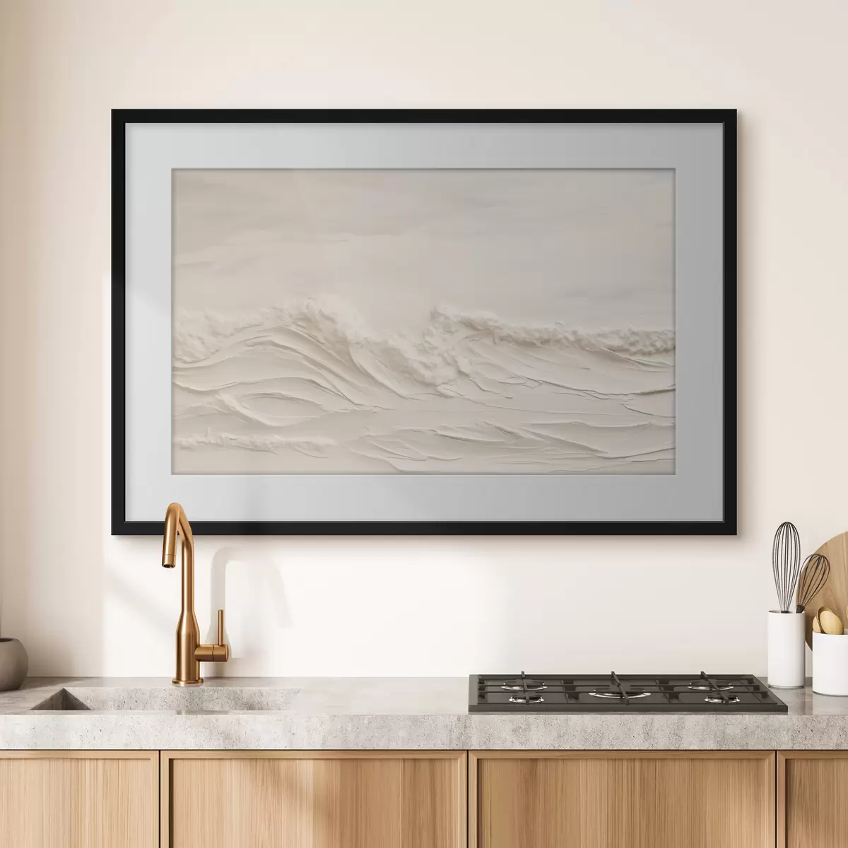 Poster Vagues texturées dans des tons crème pâle f50596