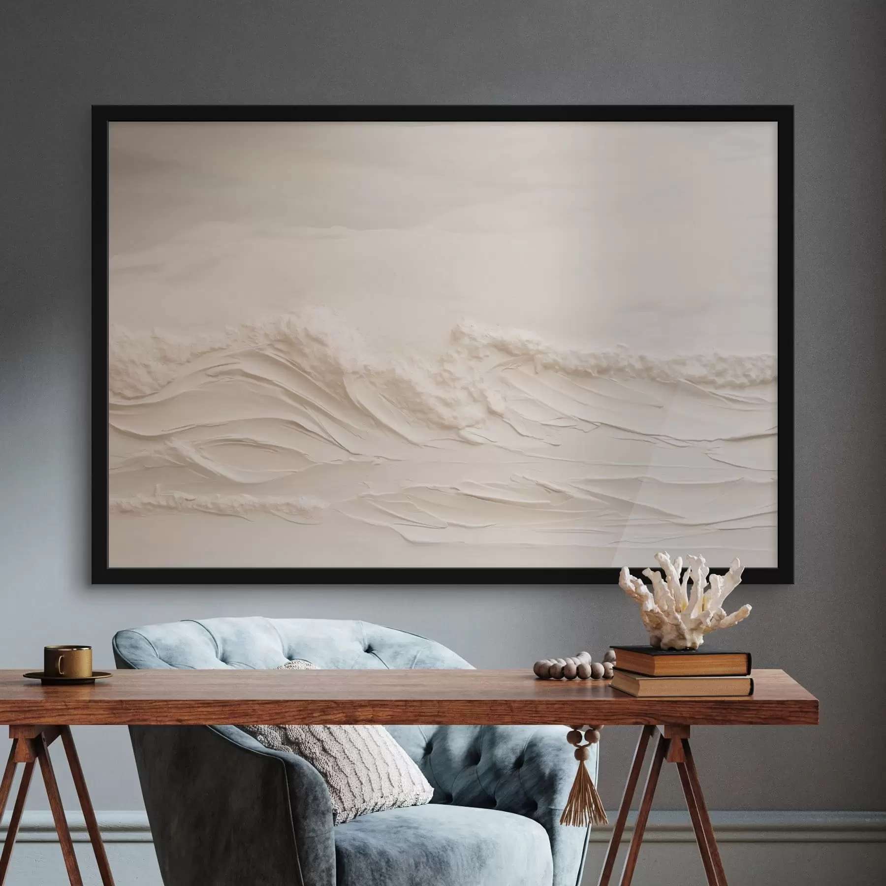 Papier peint Vagues texturées dans des tons crème pâle f50596