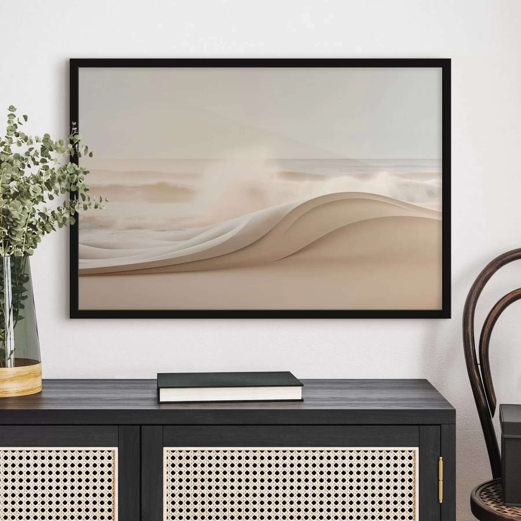 Papier peint Des vagues stylisées et ondulantes se détachant sur la mer f50597