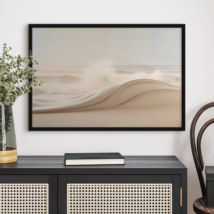 Papier peint Des vagues stylisées et ondulantes se détachant sur la mer f50597