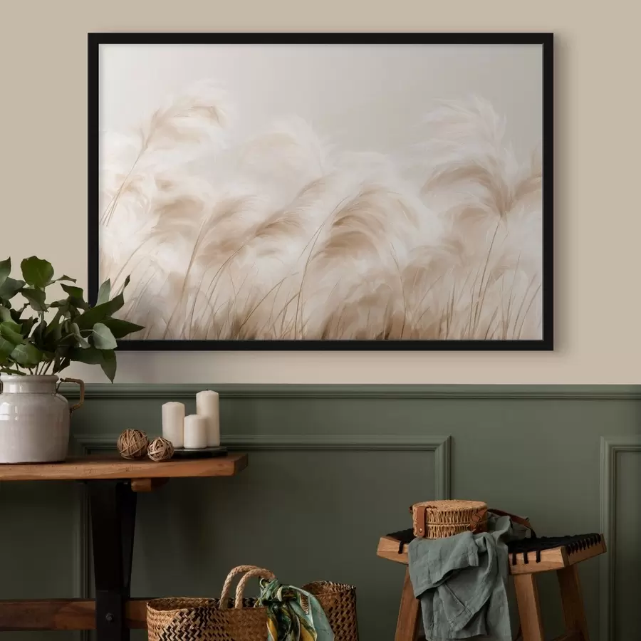 Papier peint Des herbes pâles et vaporeuses sur un fond neutre et doux f50598