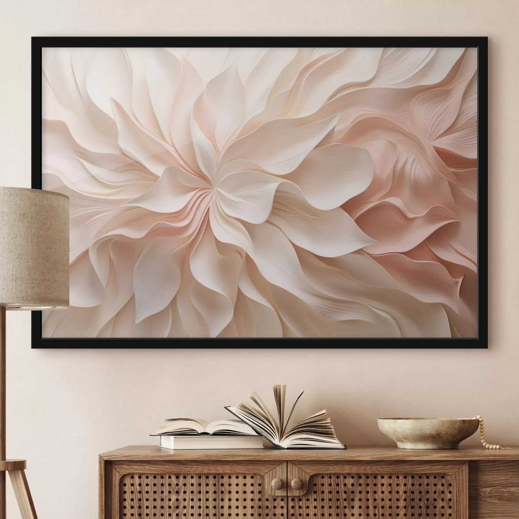 Papier peint Motifs floraux en relief dans des tons crème et rose f50599