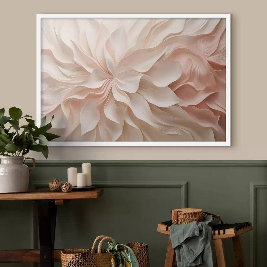 Papier peint Motifs floraux en relief dans des tons crème et rose f50599