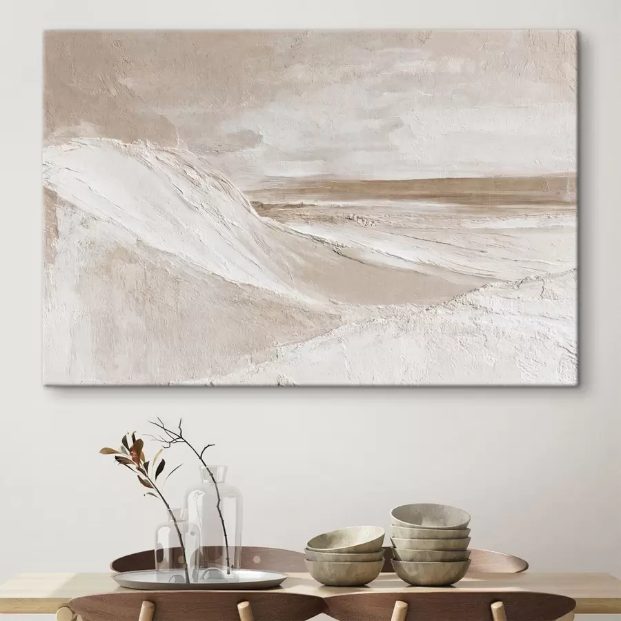 Tableau Paysage abstrait texturé dans des tons beige pâle s50577