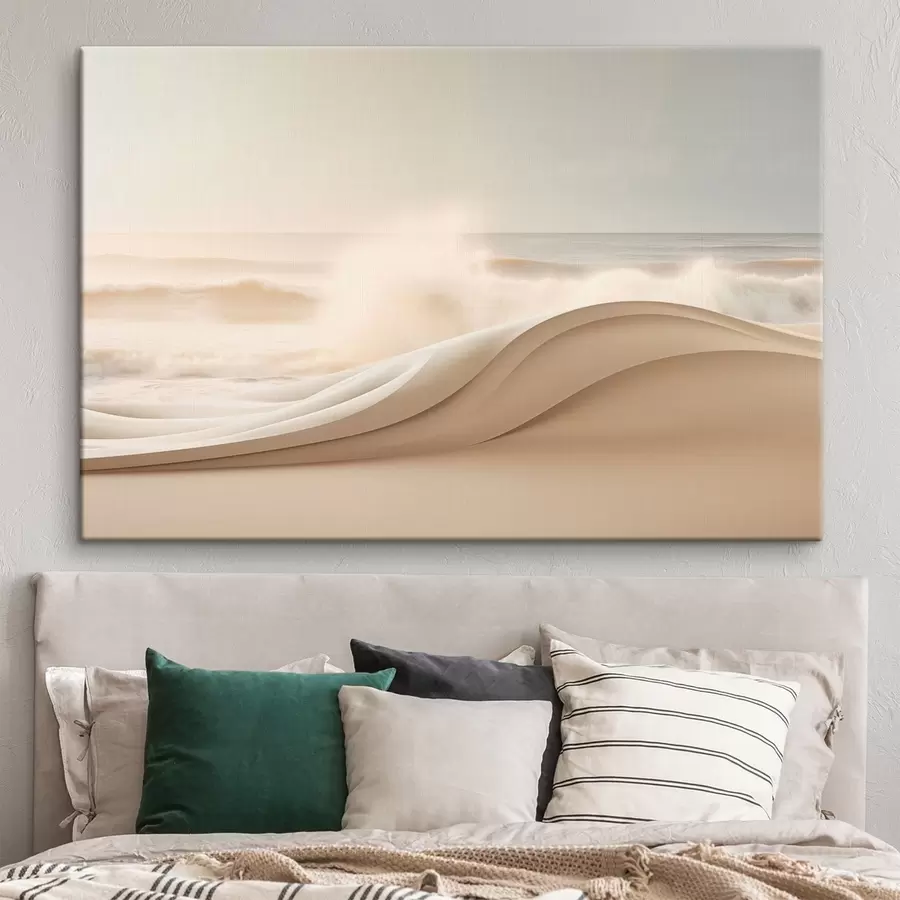 Papier peint Des vagues stylisées et ondulantes se détachant sur la mer s50597