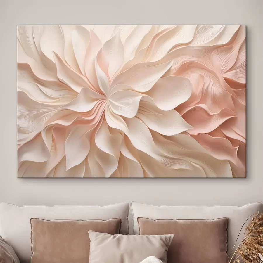Papier peint Motifs floraux en relief dans des tons crème et rose s50599