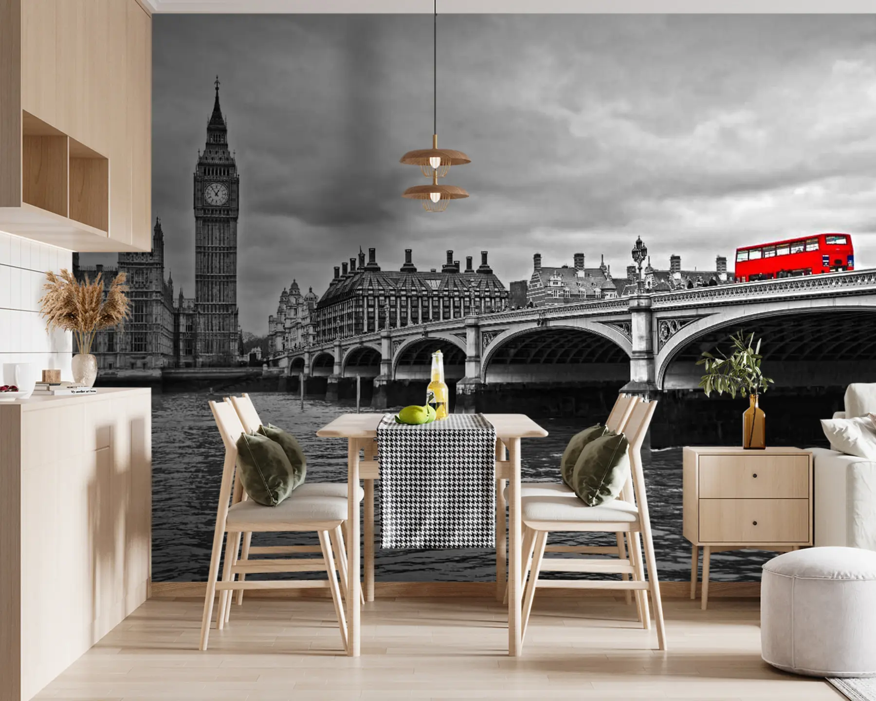Papier peint Londres, gris et rouge u53383
