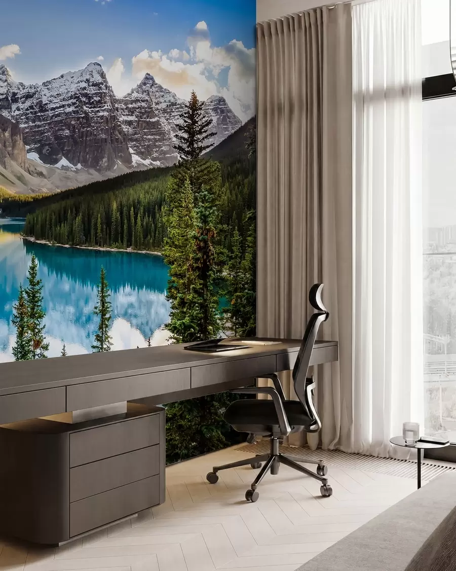 Papier peint Lac miroir au pied de la montagne u58602