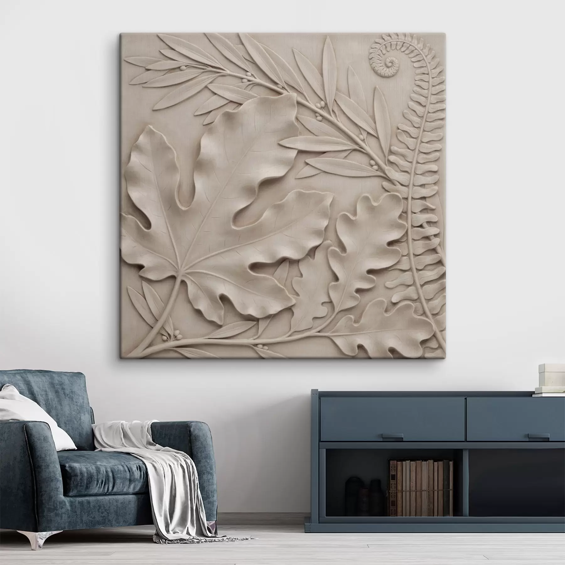 Tableau Fougère et monstera en relief s50013