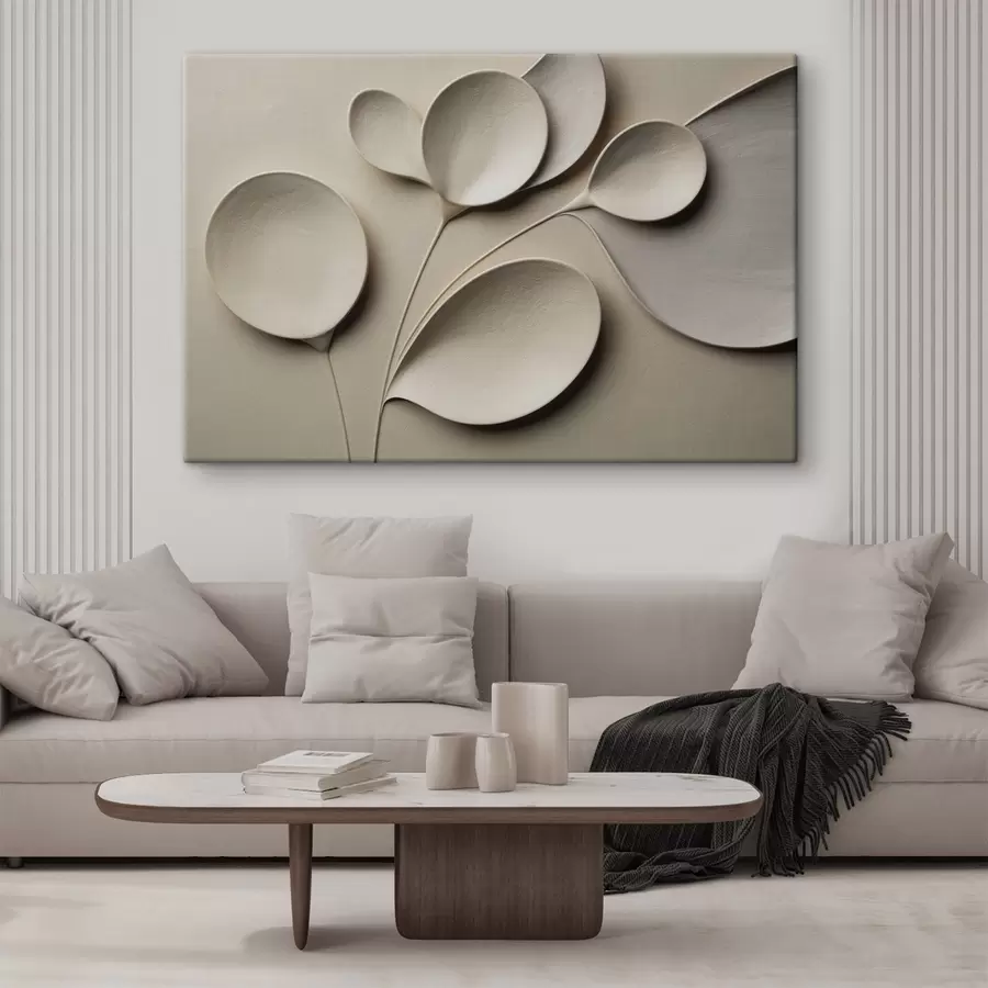Tableau Une composition minimaliste et spatiale, dans une palette de beiges clairs s50015
