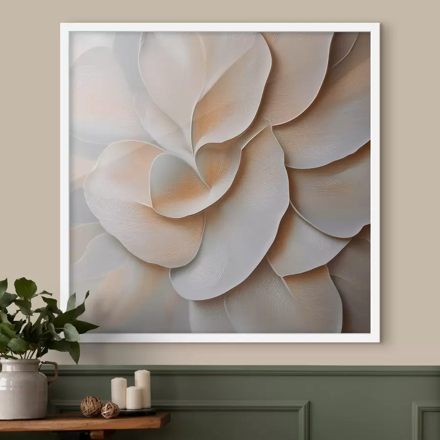Papier peint Une composition florale présentant une surface en relief texturée, dans une palette de tons beiges et crème f50002