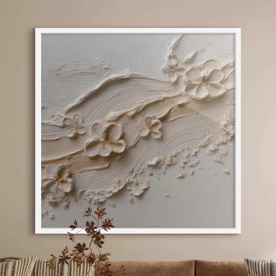 Papier peint Une scène botanique décorative au relief marqué, dans le style de la peinture contemporaine f50003