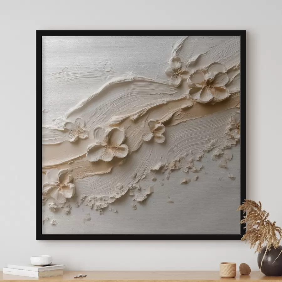 Papier peint Une scène botanique décorative au relief marqué, dans le style de la peinture contemporaine f50003