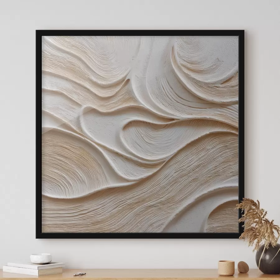 Papier peint Une composition en relief aux lignes ondulées, fluides et harmonieuses, dans une palette de tons beiges et crème f50005