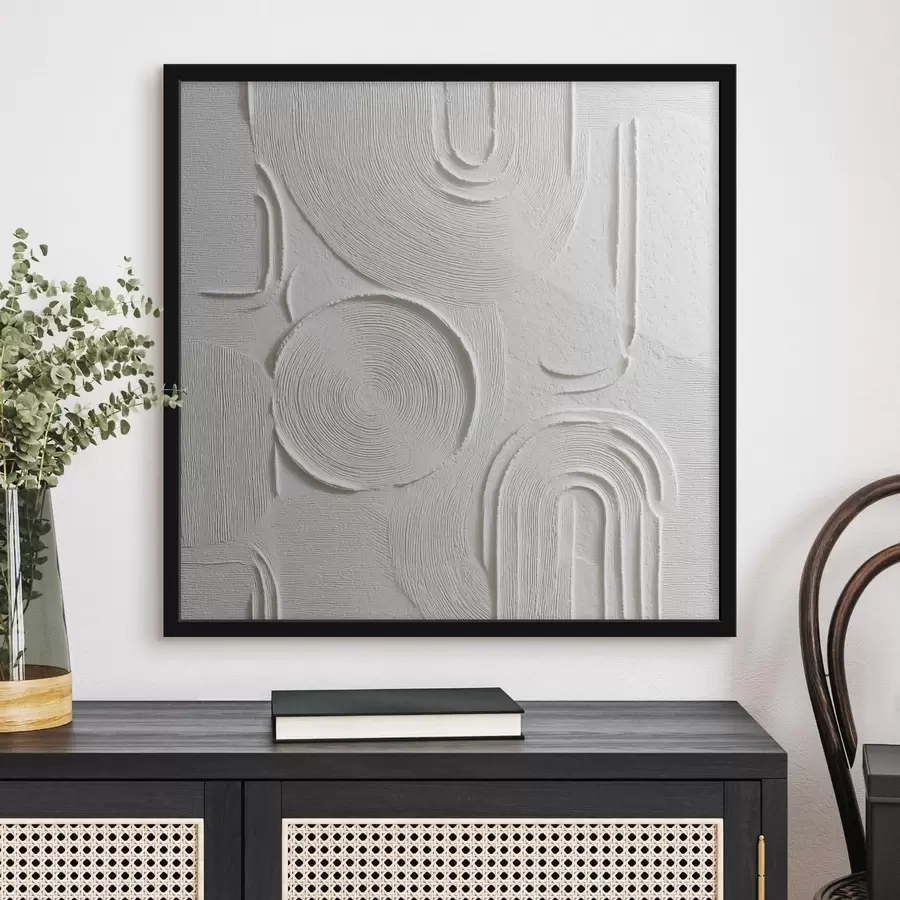 Papier peint Abstraction contemporaine en architecture d'intérieur, avec une surface en relief texturée dans une palette de blancs et de gris f50006