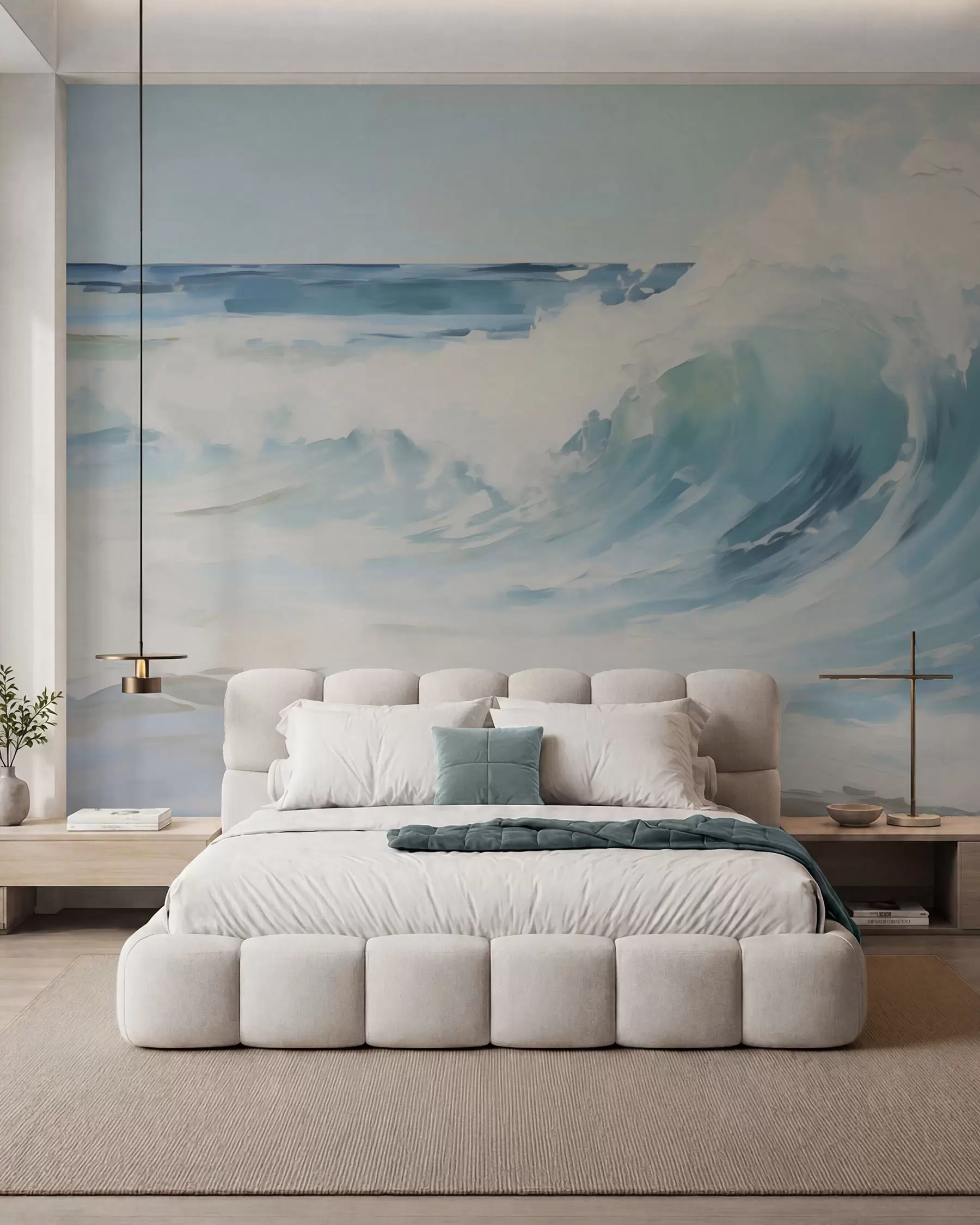 Papier peint Vagues en bleu w05899