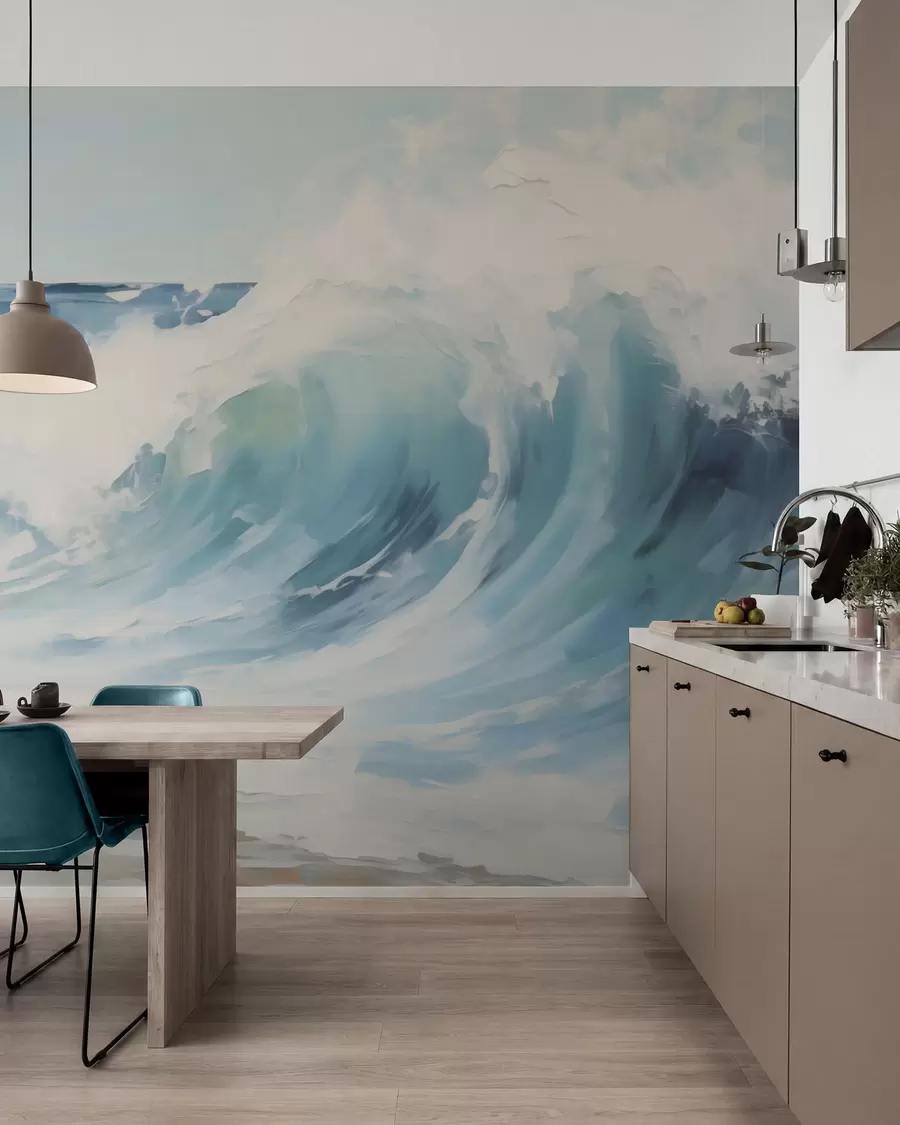 Papier peint Vagues, imitation de peinture w05899