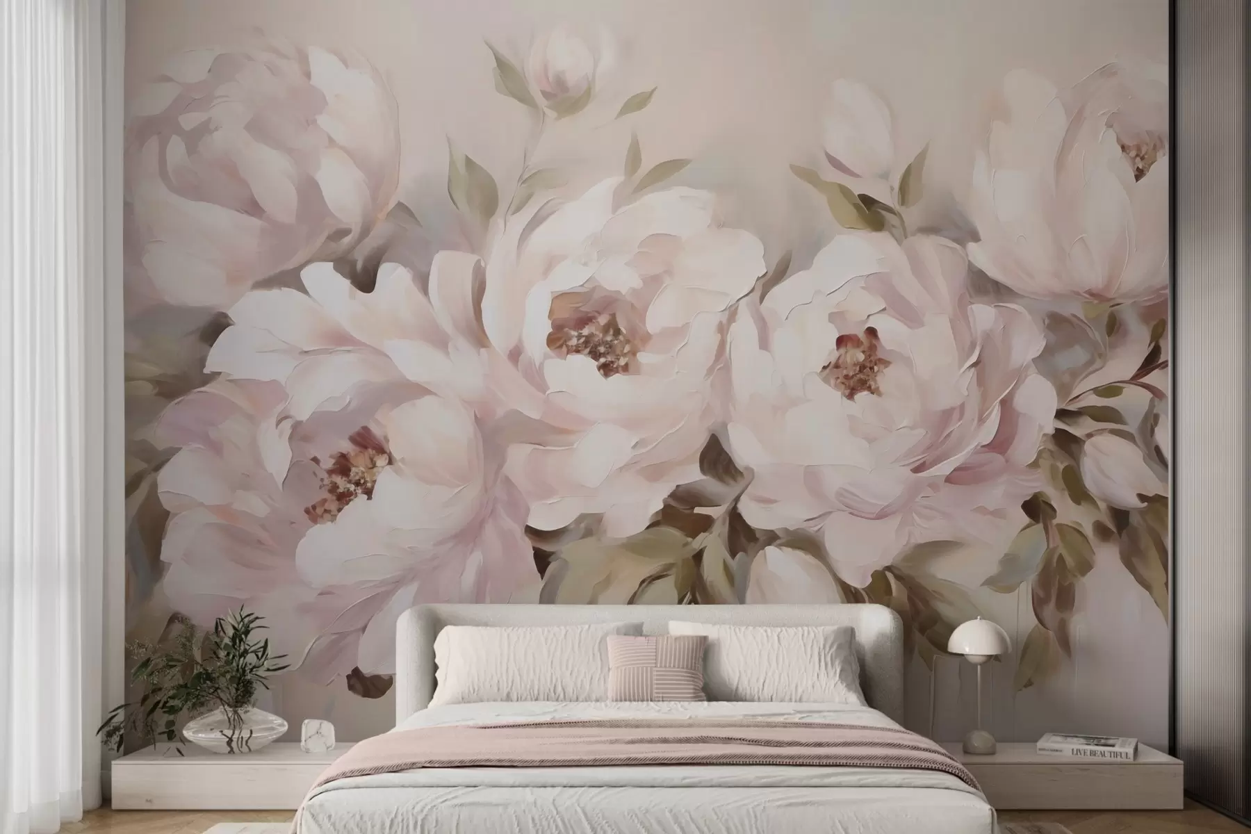 Papier peint Pivoines abstraites, peinture de style abstrait w05901