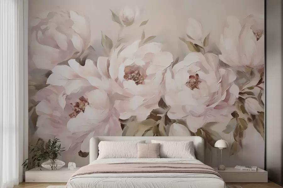 Papier peint Pivoines abstraites, peinture de style abstrait w05901