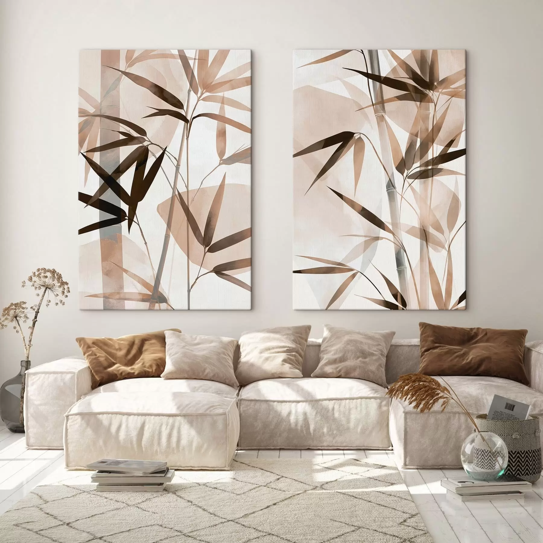 Tableau Feuilles de bambou stylisées m30953