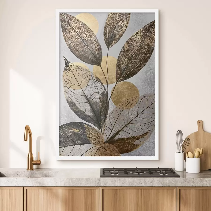 Papier peint Feuilles abstraites avec des cercles f50711