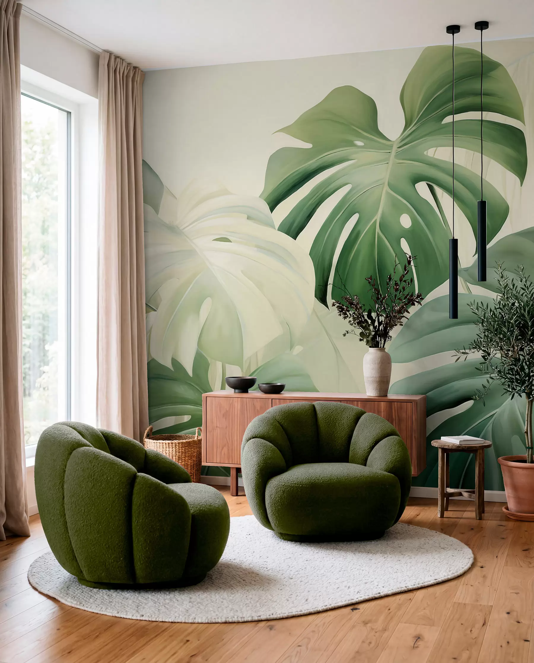 Papier peint Monstera vert w05909