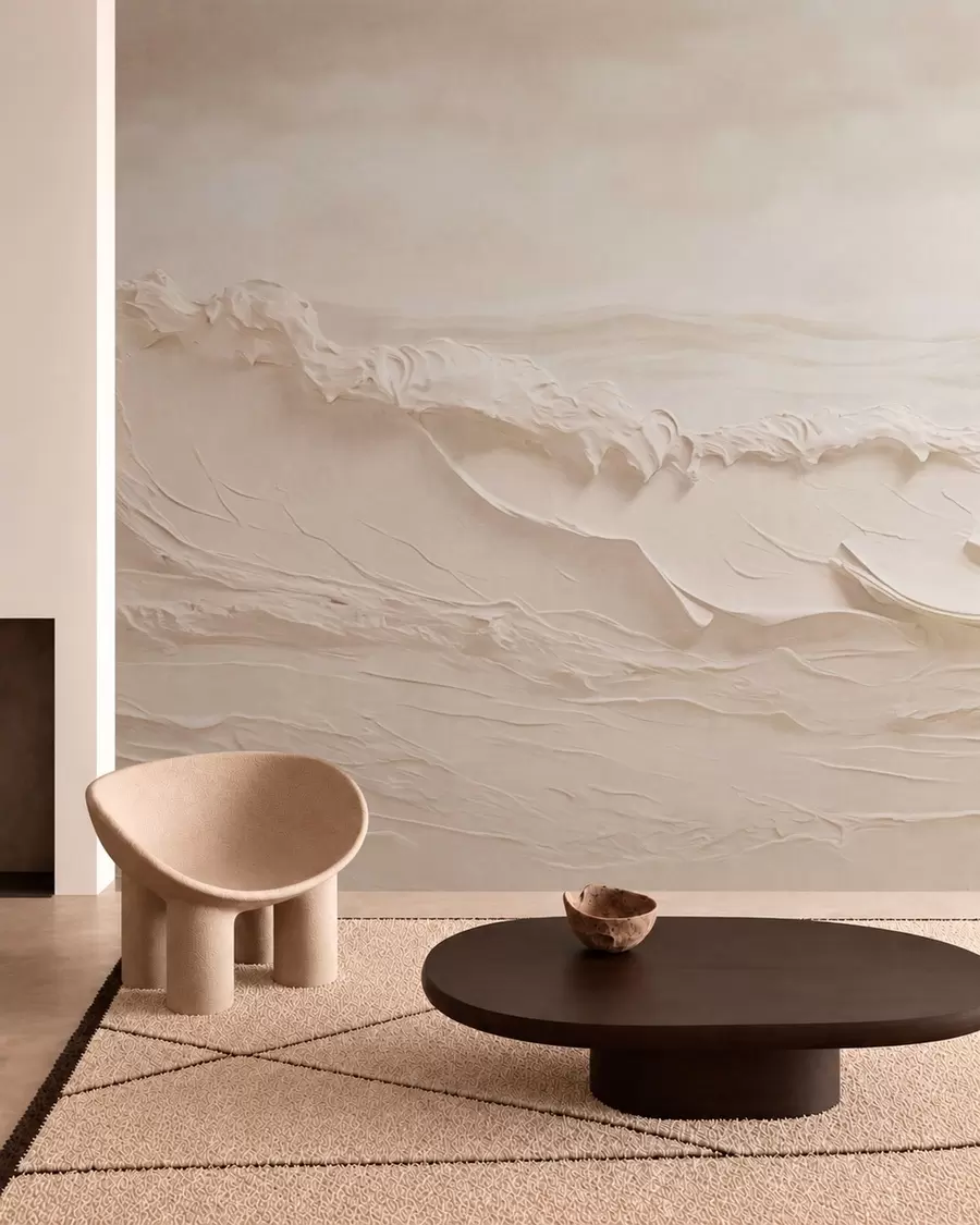 Papier peint Vagues crème w05898