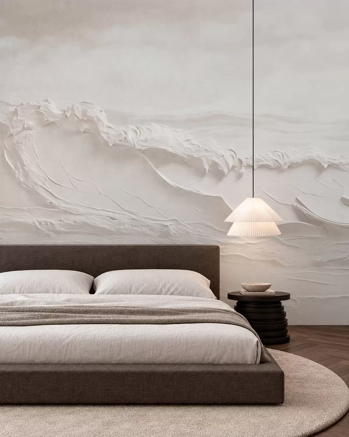 Papier peint Vagues marines en relief dans des tons neutres clairs w05898v1