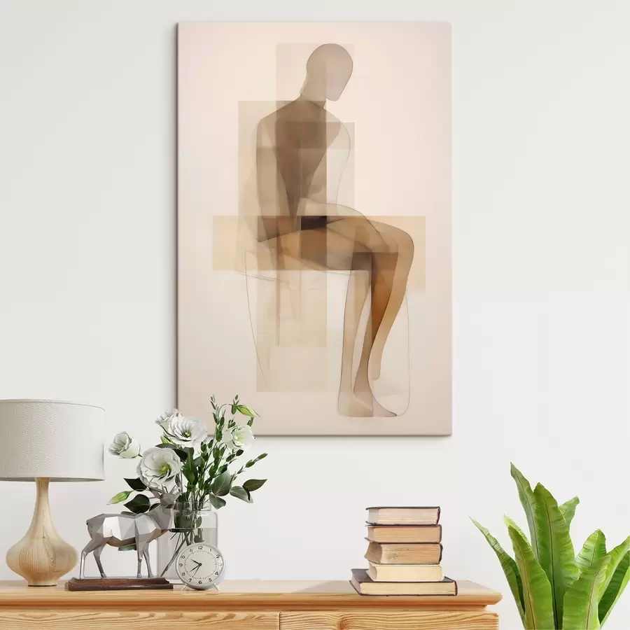 Tableau Silhouette assise abstraite, imitation de peinture s50770