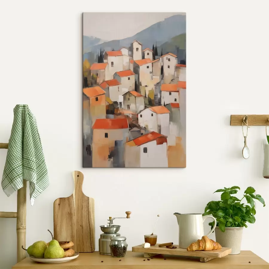 Tableau Maisons abstraites, imitation d’un tableau s50771