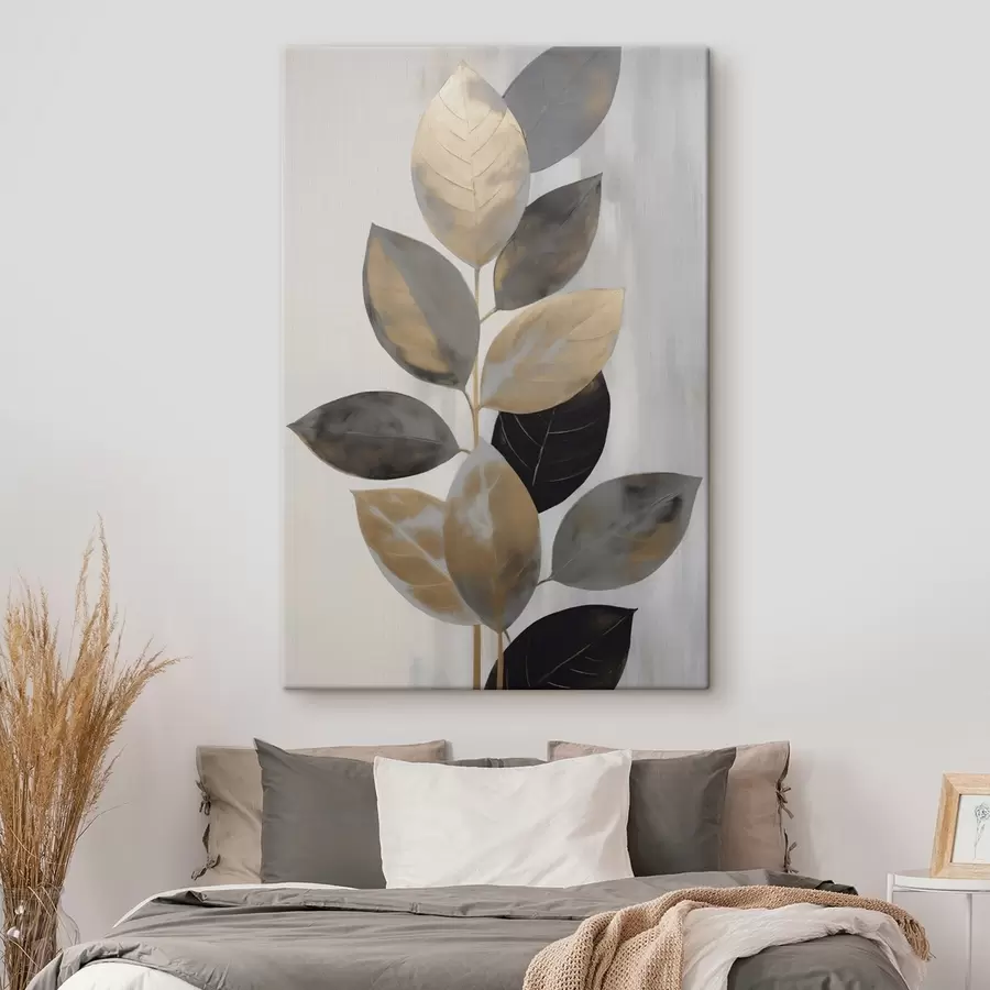 Tableau Branche décorative avec des feuilles, peinture imitation s50777
