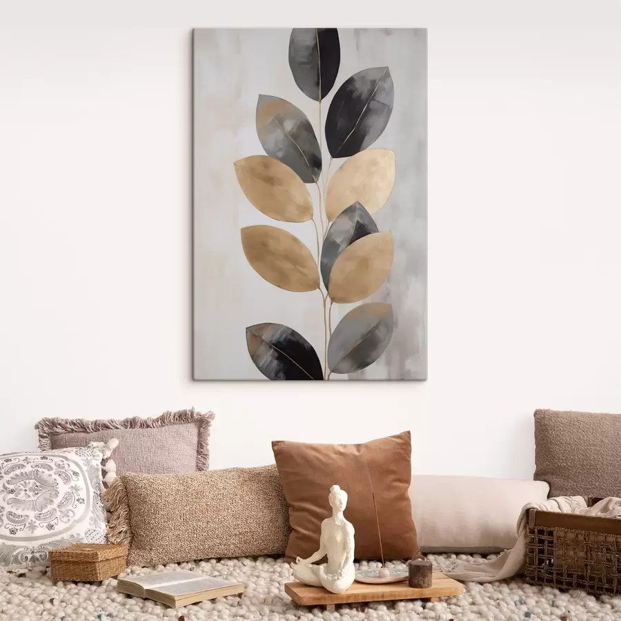 Tableau Feuilles, peinture d'imitation s50778