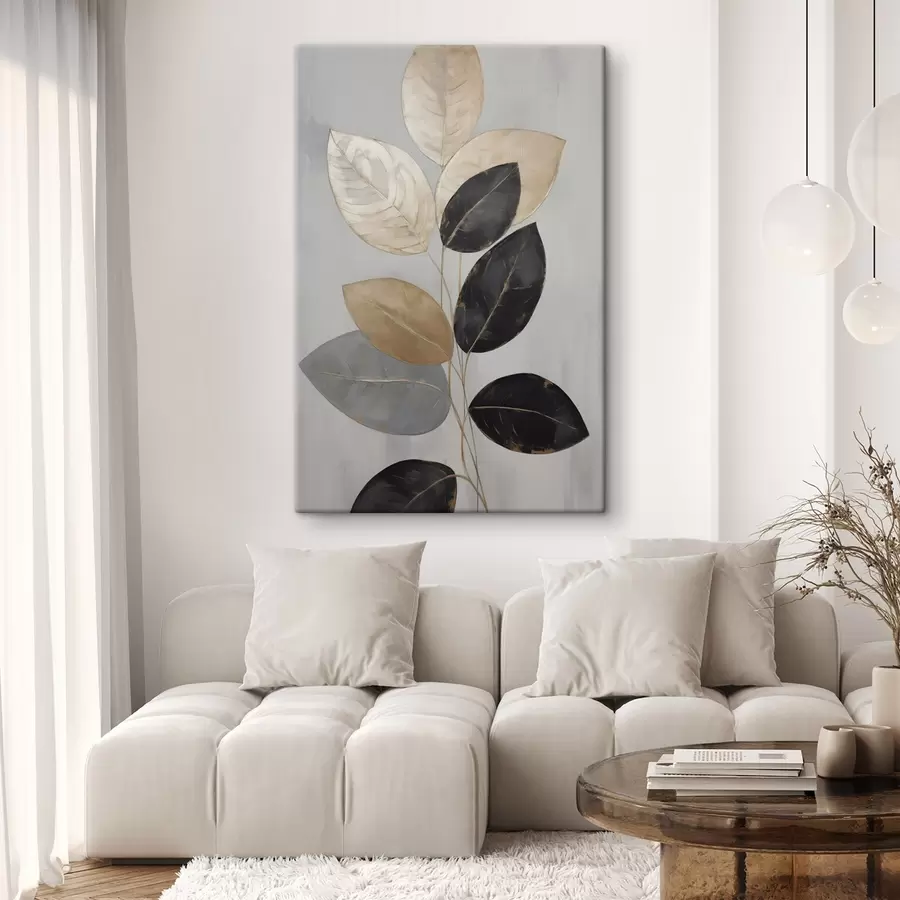Tableau Rameau avec feuilles, peinture imité s50779