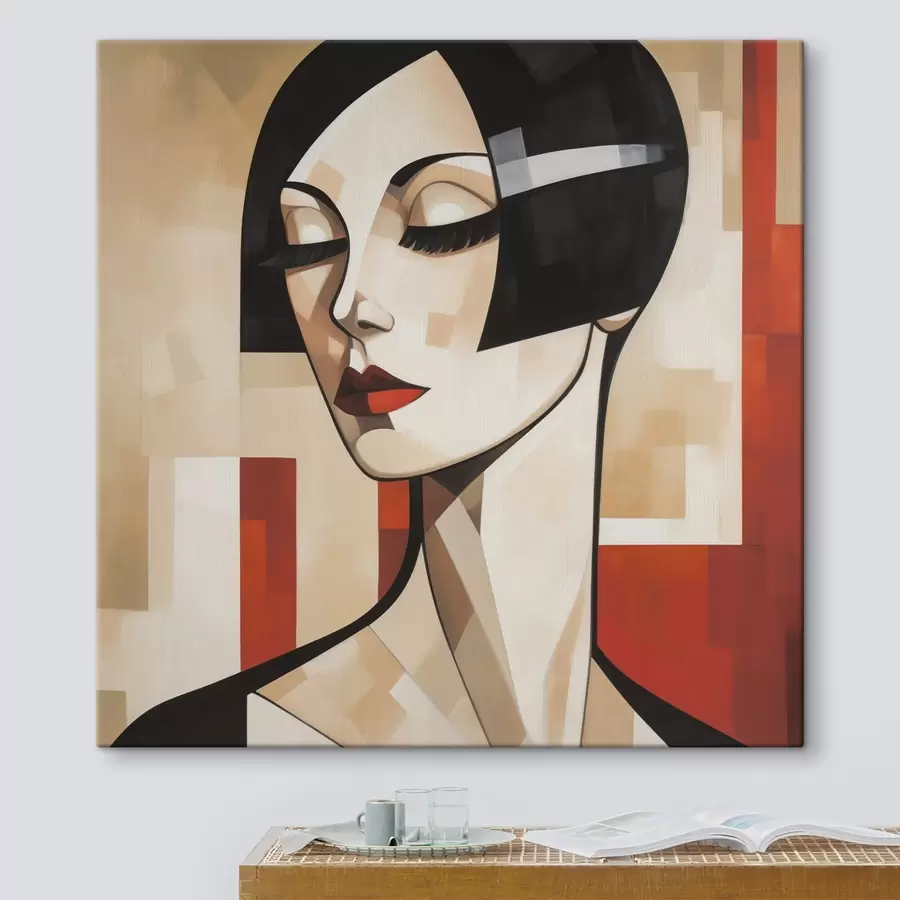 Tableau Portrait féminin abstrait s50780
