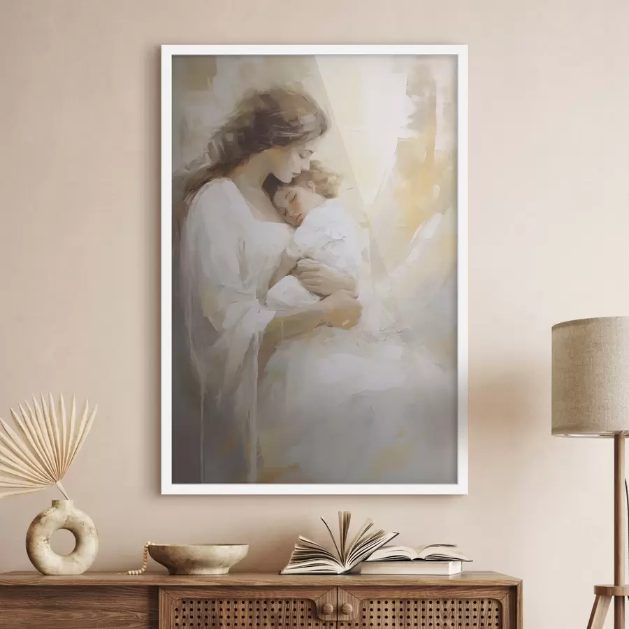 Papier peint Jeune femme avec un enfant, reproduction d'un tableau f50674