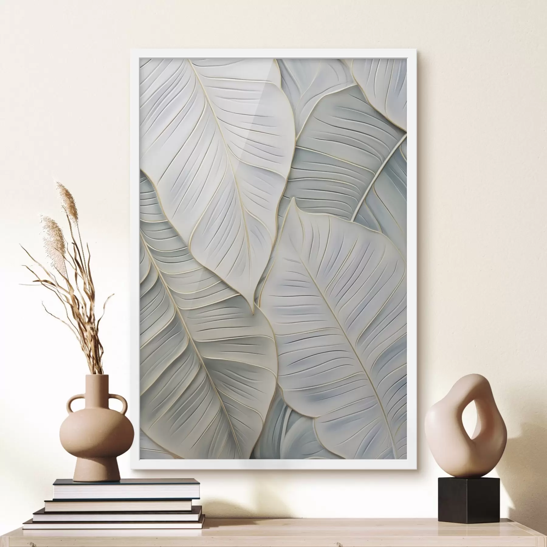 Papier peint Feuilles abstraites, imitation de peinture f50768