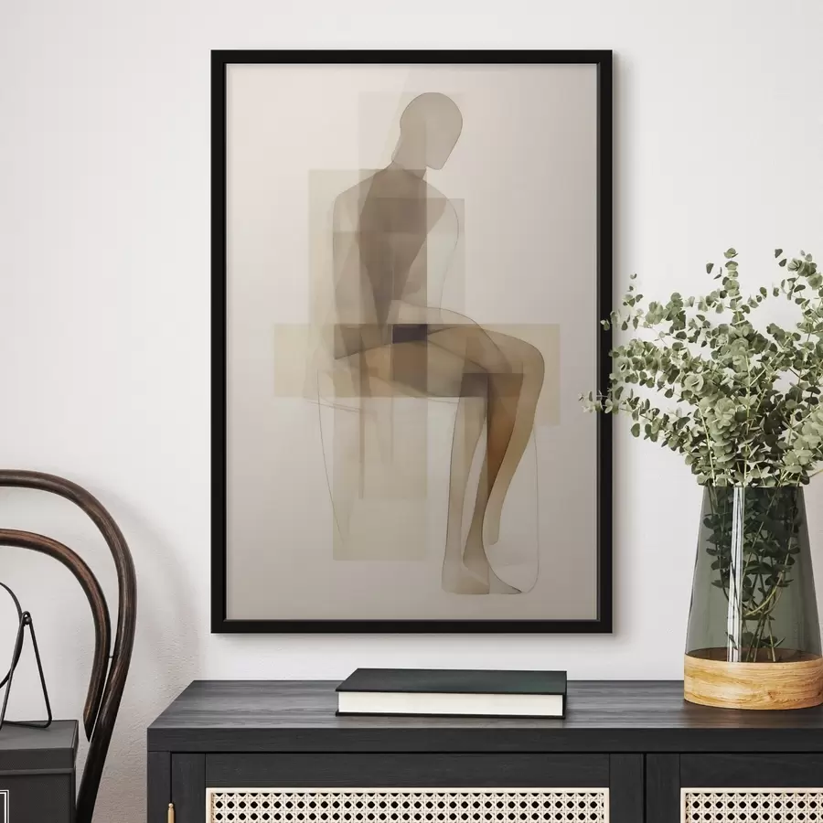 Papier peint Silhouette assise abstraite, imitation de peinture f50770