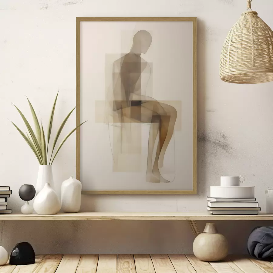 Papier peint Silhouette assise abstraite, imitation de peinture f50770